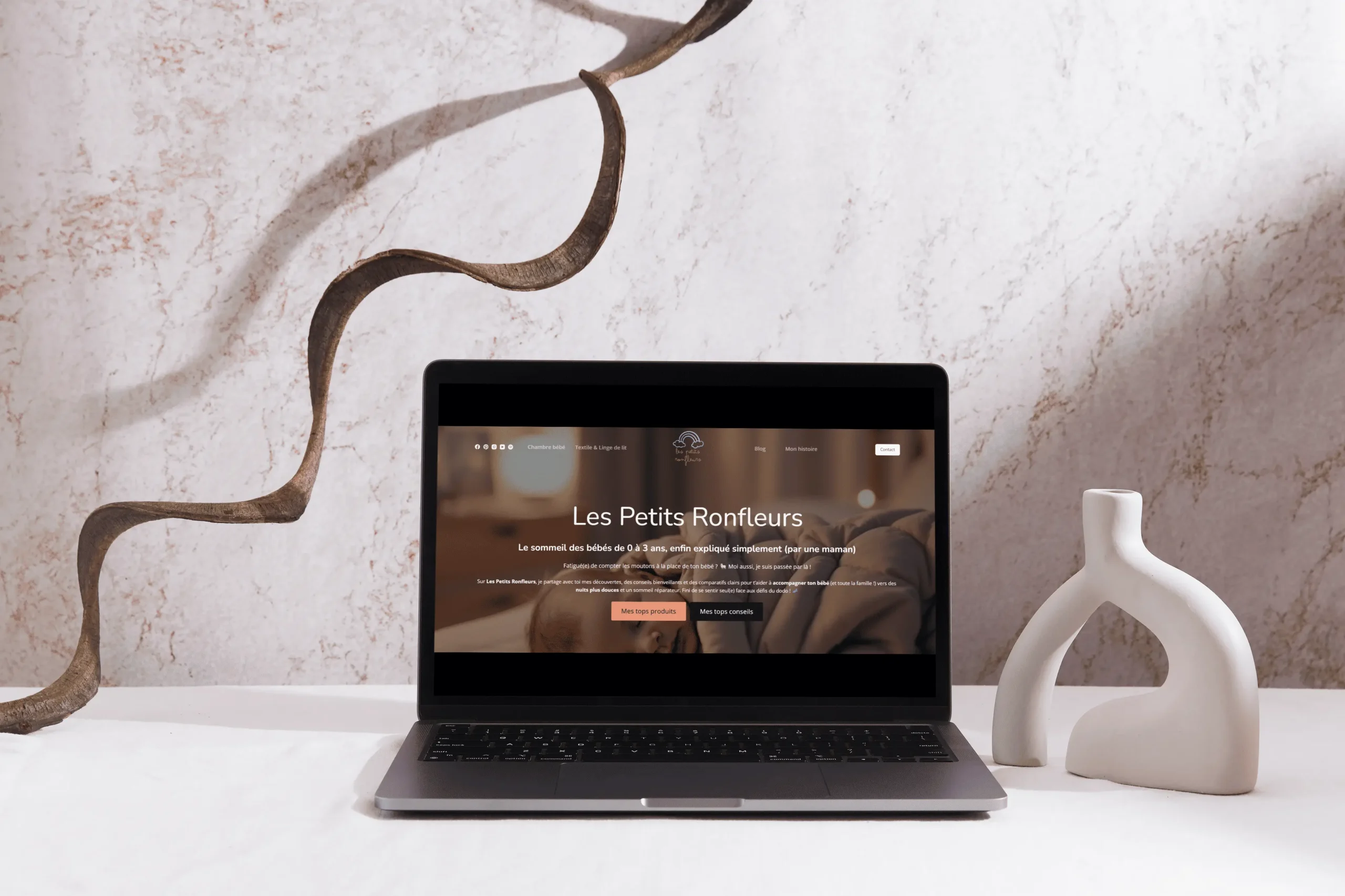 Un mockup qui illustre l'édition du site internet lespetitsronfleurs.fr par JT Studio Web.